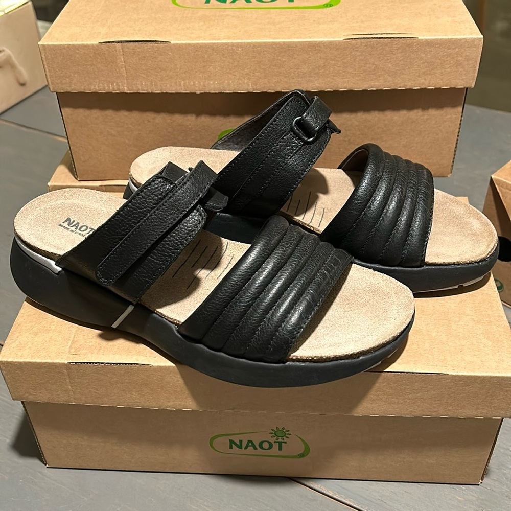 Naot Vesta Leather Sandal in Black